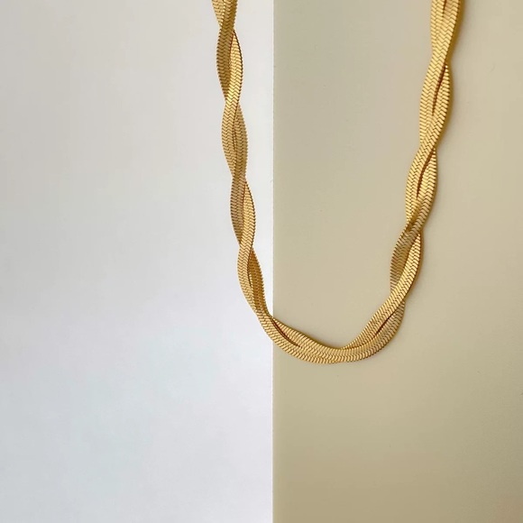 Twisted Snake chain necklace, Double chain necklace - Picture 2 of 3